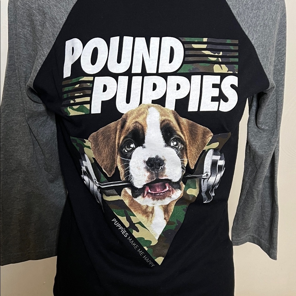 Puppies Make Me Happy Pound Puppies Boxer Dumbbell Graphic Tee Size S — image 2 of 4